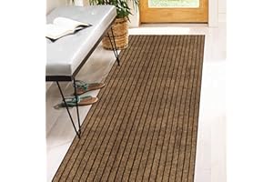 HEYROLL 2' x 6' Runner Rugs with Rubber Backing, Indoor Outdoor Utility Carpet Runner Rugs, Stripe Brown, Can Be Used as Aisle for The RV and Boat, Laundry Room and Balcony