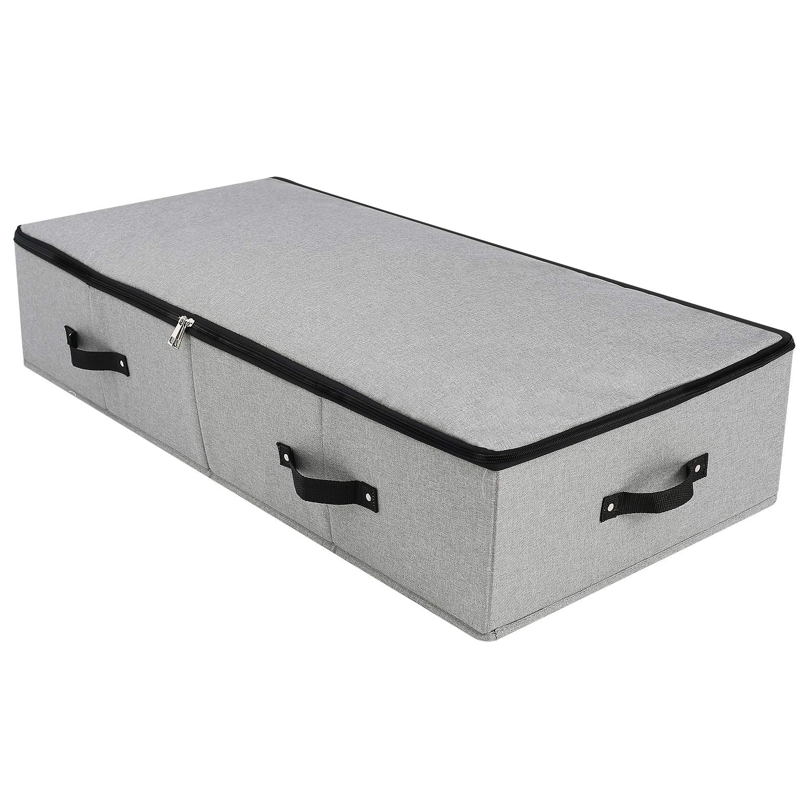 iwill CREATE PRO, Rigid Under Bed Garment Storage Container, Foldable and Washable, Soft Zip Lid (Dark Grey, 90 x 42 x 18cm)（35" x 16.5" x 7"）