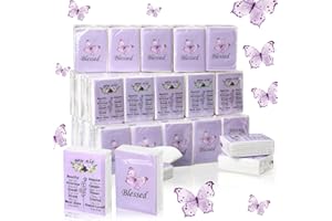 Harloon 50 Pack Christian Facial Tissues Purple Butterfly Pocket Wallet Size Travel Tissues Individual 3 Ply for Wedding Travelling Graduation, 7 Sheets Per Pack