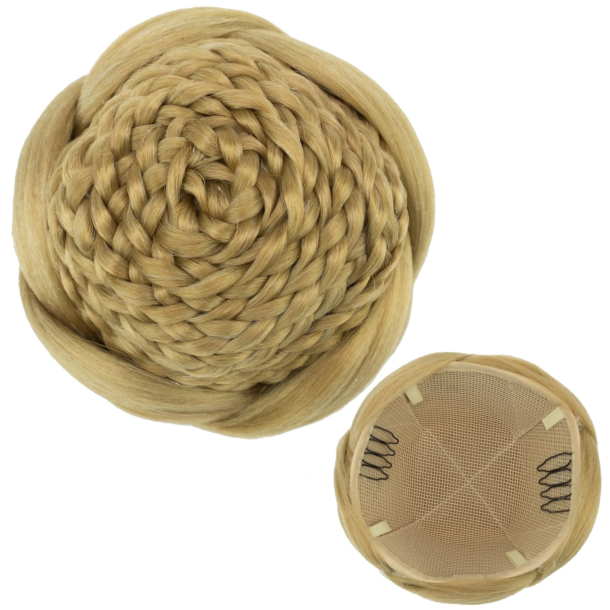 IMISSU Braided Chignon Dancer Hair Cover Donut Hairpieces Scrunchies Women Hair Buns Wig Updo for Wedding Party (M2 Ash Blonde)