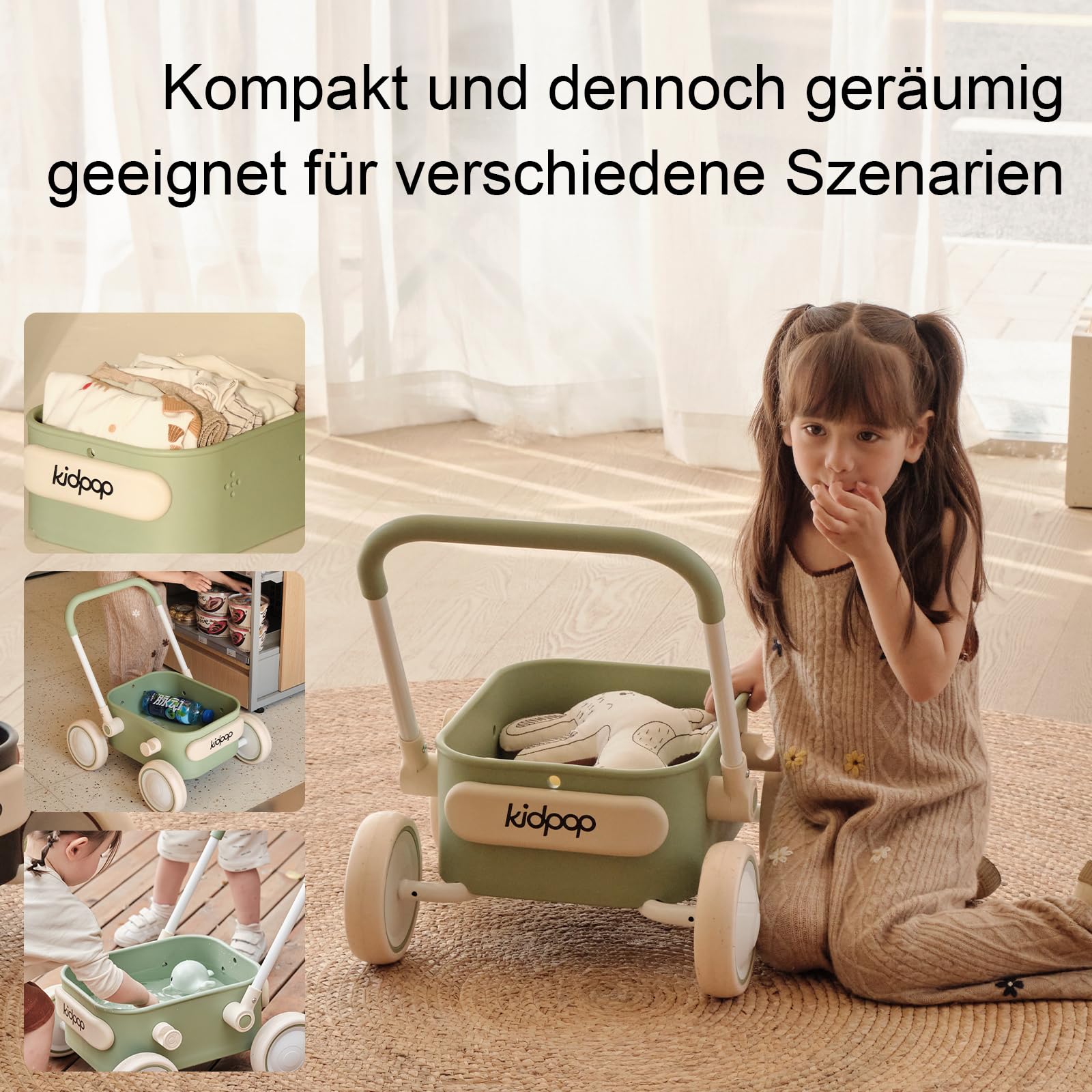 Kidpop PULA 2-in-1 Baby Lauflernwagen, Indoor und Outdoor Baby Spielzeug, Multifunktionale Lauflernhilfe für Baby, Geburtstagsgeschenk für Kleinekinder Kinder 7 Monate - 4 Jahre, Grün 5