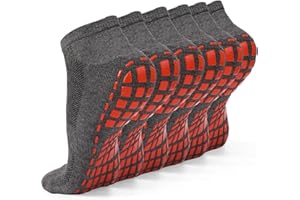 NOVAYARD 6 Pairs Non Slip Grip Socks Yoga Pilates Hospital Socks Sticky Grippers for Men Women