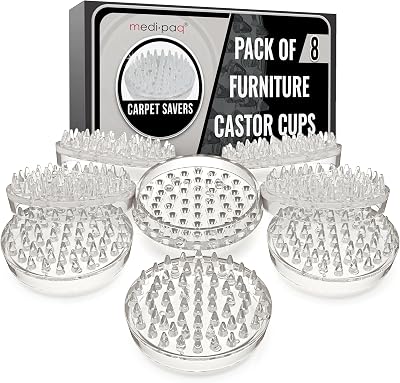 DIY Doctor Furniture Castor Cups Carpet Protectors Indentation Savers 8 Pack
