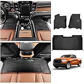 JTYZSM Floor Mats for 2019-2024 Dodge Ram 1500 Crew Cab New Body (Not Fit Classic) 2nd with Rear Under-Seat Storage Box Bucket Seat, All-Weather Floor Liners 1st & 2nd Row Full Set