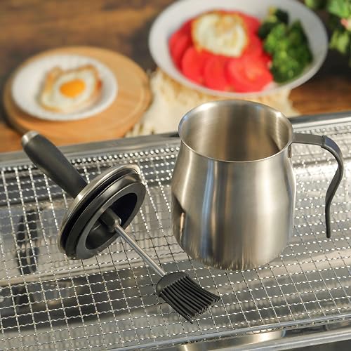 Adjustable Sauce Pot & Basting Brush - 17oz Stainless Steel Grilling Set With Silicone Brush