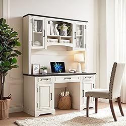 JXQTLINGMU Farmhouse 76" Height Computer Desk with