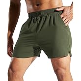 MIER Men's 5 Inch Running Athletic Shorts with Pockets Quick Dry Lightweight Gym Workout Shorts, Elastic Waist