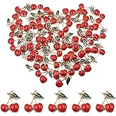 Yooqferno 50Pcs Red Cherry Charms Enamel Alloy Cherry Charm Cute Fruit Pendant 19×19×2.5mm for Jewelry Making Bracelet Necklace Keychain DIY Craft Bag Decoration