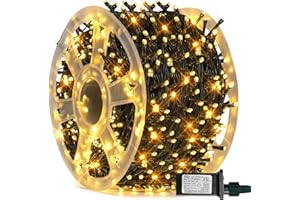 FUNPENY 164FT 500 LED Christmas Indoor Outdoor Decorative String Lights, 8 Modes Waterproof Green Wire LED Fairy Light for Christmas Party Wedding Garden Home Decoration (Warm White)
