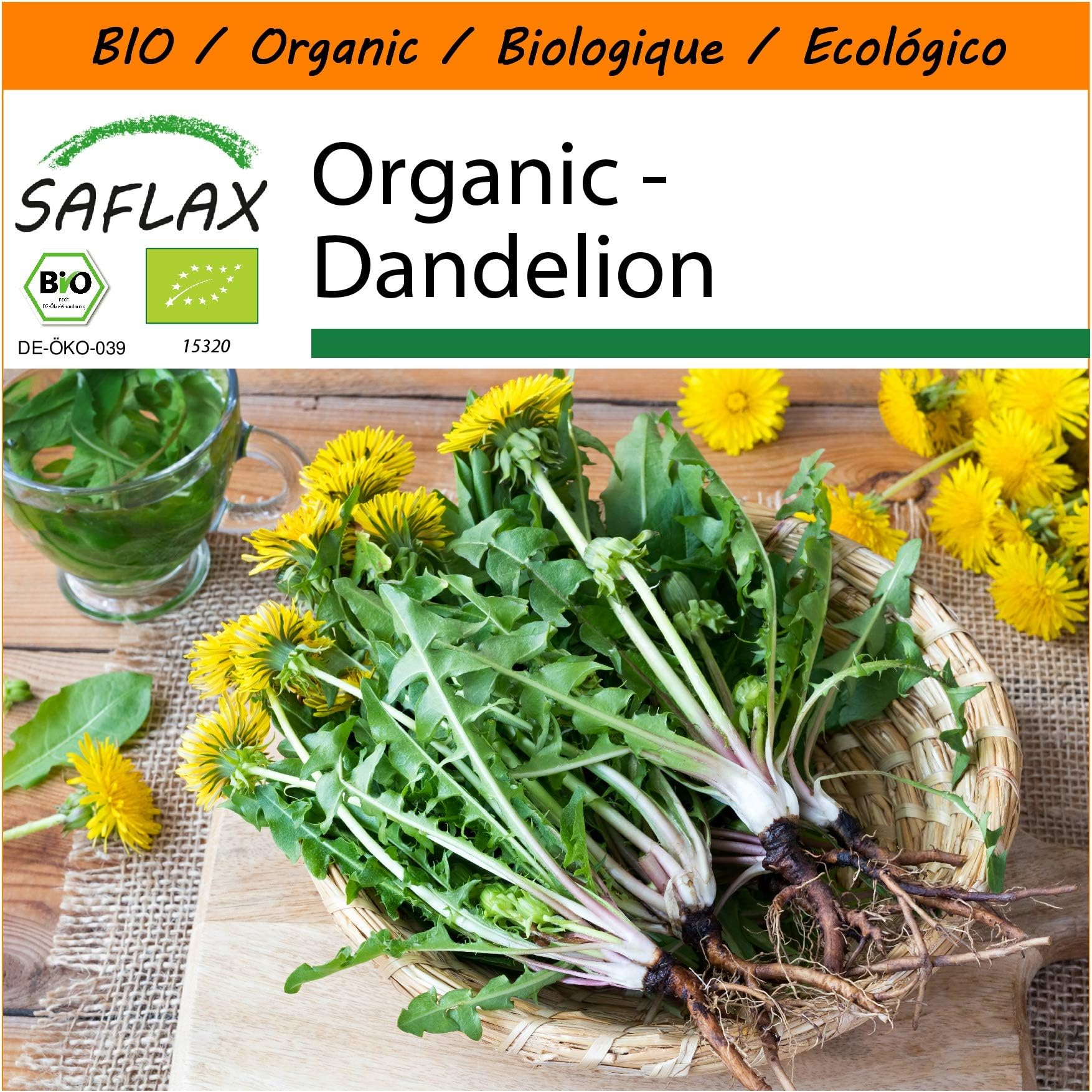 SAFLAX - Garden in The Bag - Organic - Dandelion - 400 Seeds - with Cultivation Substrate in an Easy to Handle Stand up Bag. - Taraxacum officinale