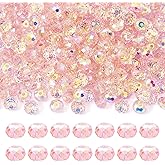 Sparkeads 200 Pcs Rondelle Crystal Beads Faceted Glass Beads AB Color Rondelle Beads Gemstone Loose Spacer Beads for Bracelet Necklace Earring Jewelry Making and Pens DIY Dec Beading Supplies,Pink