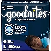 Goodnites Boys' Nighttime Bedwetting Underwear, Size Large (68-95 lbs), 58 Ct (2 Packs of 29), Packaging May Vary