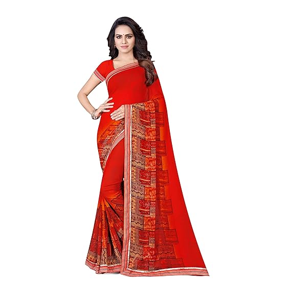Womens Georgette Saree with Unstitched Blouse Piece