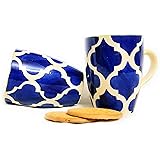 Dizymonk Blue Couple Ceramic Tea Cups Coffee Mugs Beer Mug 250 ML, Set of 2-Blue Print. Perfect Gift for All.