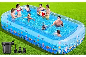 ZEUSFIRE Inflatable Swimming Pool with Air Pump, 130" X 72" X 22" Oversized Thickened Blow-Up Pool for Kids, Adults, Family, Swimming Pool for Outdoor, Garden, Backyard, Summer Water Party