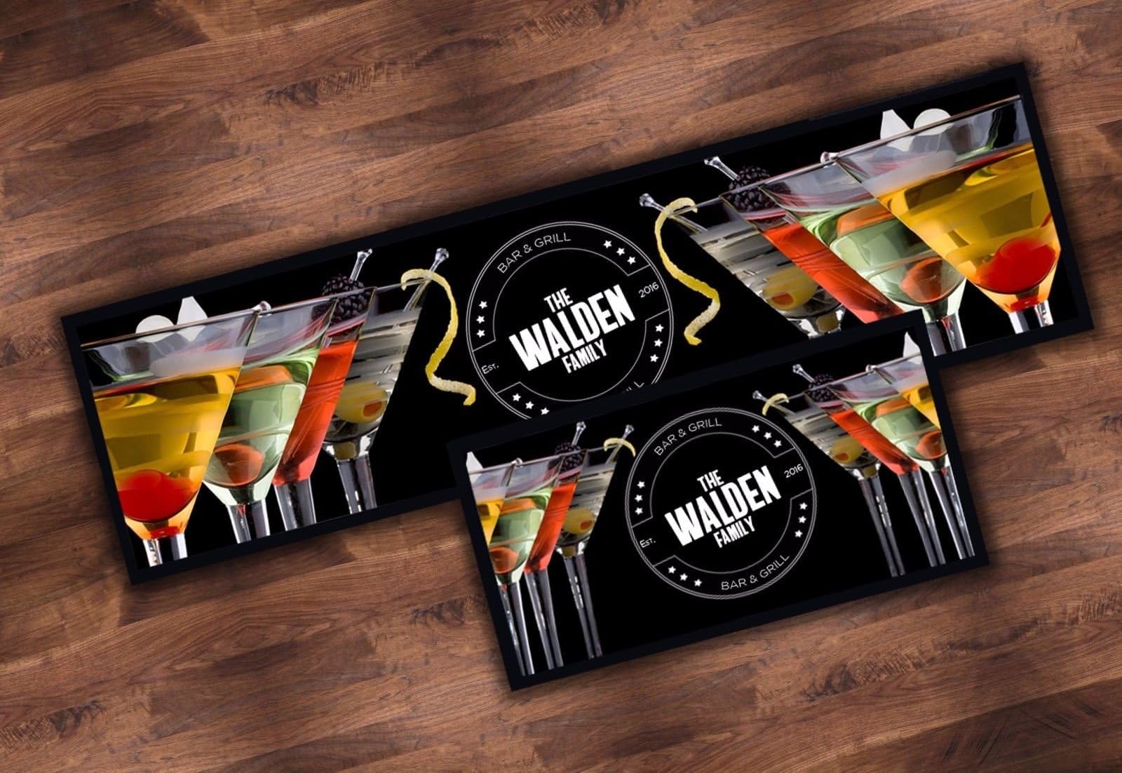 Personalised Cocktail BAR MAT Runner Ideal for Home Pub Party Occasion (44x25)