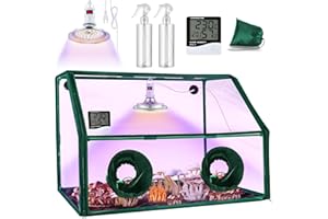 Meonum Large Still Air Box Mushroom Grow Tent, 30x20x20 in Mycology Fume Hood Propagation Stations with LED Growing Light and Thermometer, Monotub Kit for Grow Bags, Growers, Home Scientists(Green)