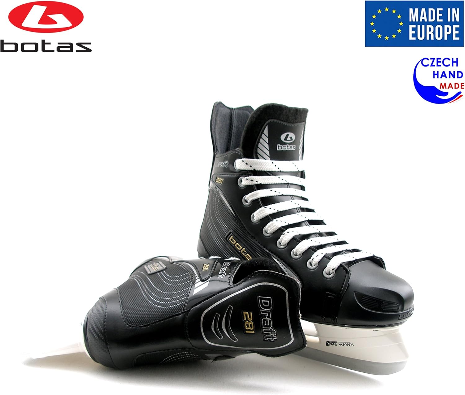 Botas - Draft 281 - Men's Ice Hockey Skates | Made in Europe (Czech Republic) | Color: Black : Sports & Outdoors
