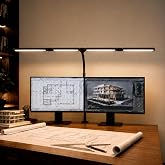 MACASA 4-Light LED Architect Desk Lamp, Clamp Light for Large Desks | 4 Folding Light Bars, Softer Weak-shadow Lighting, 10-axis Adjustment, Anti-glare Shade, Remote Timers for Large Desks