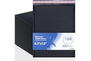 MAILERVIEW Black Poly Bubble Mailers 8.5x12 inch #2 | Self Seal Padded Envelopes | Cushioned Bubble Mailer | Usable Size 8.5x11 | WaterProof | Lightweight mailing Shipping Bags | US Made | 100 Pack Bulk