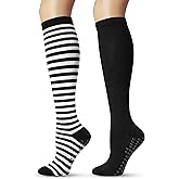 AlisOker 2 Pcs Soft Knee High Long Socks for Women&Men Compression Socks for Pregnancy Travel Sports