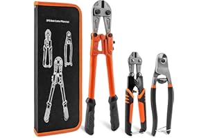 LYHUBMH 3 Piece Bolt Cutter Pliers Set, 14" Heavy Duty Bolt Cutter, 8" Mini Cutter & 8" Wire Rope Cutter with Storage Bag, CR-V Steel Blades for Chains, Locks, Barbed Wire