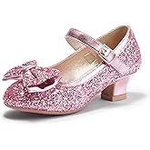 PANDANINJIA Girls Toddler/Little Kid Jada Dress Mary Jane Pumps Bow Low Heels Party Wedding Princess Shoes