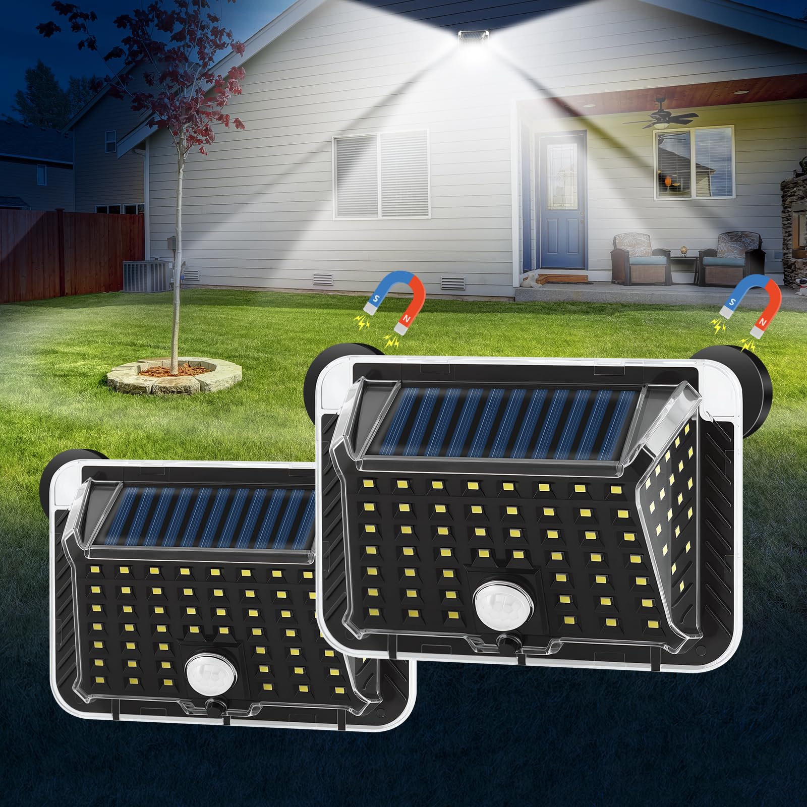 Photo 1 of Hifor Magnetic Solar Lights Outdoor, 90 LED 270° Wide Angle Motion Sensor Solar Magnetic Lights, IP65 Waterproof Outdoor Magnet Solar Light for Yard Garden Patio Camper, RV