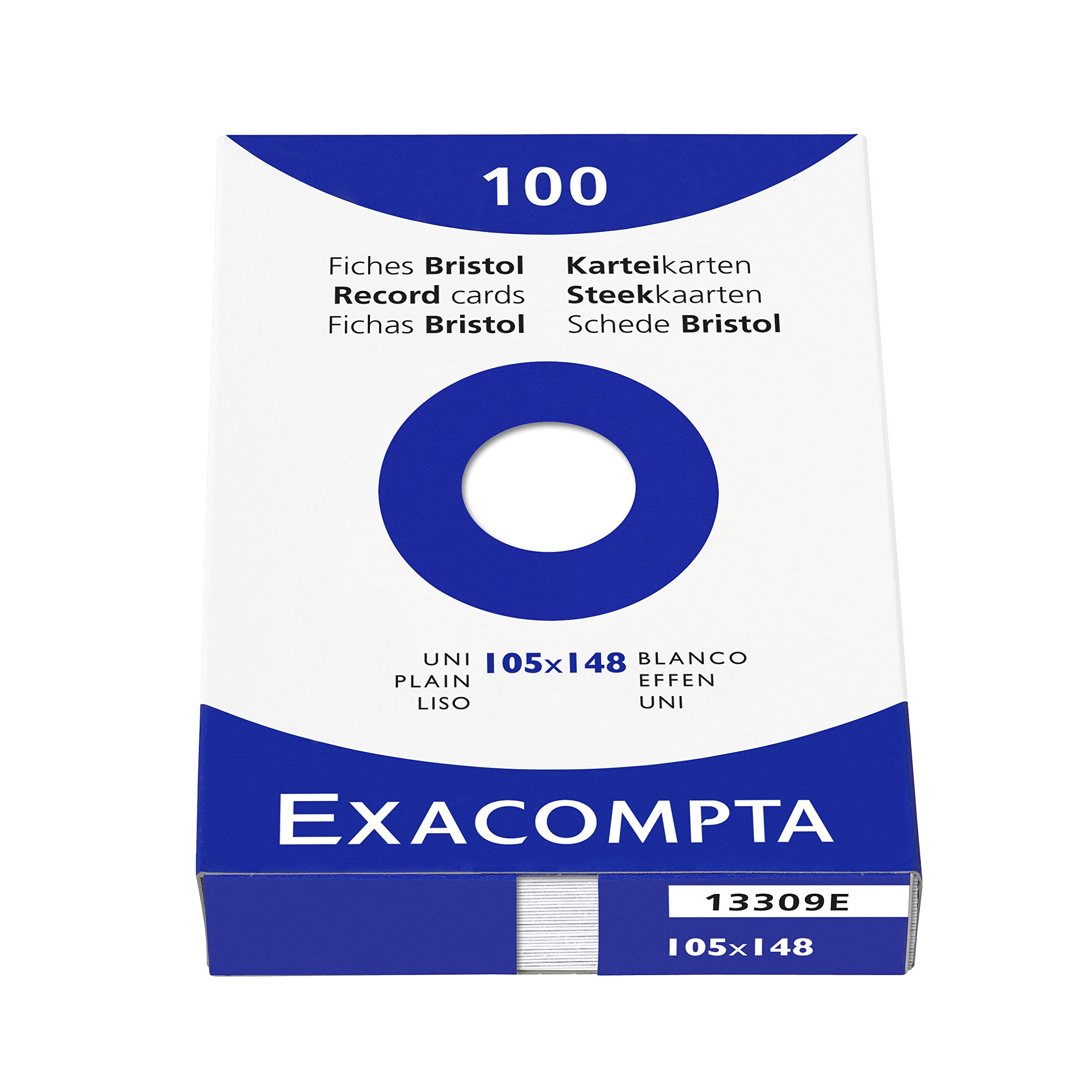 Exacompta - Ref 13309E - Bristol Plain Board for Printing (Pack of 100) - A6 in Size, 205gsm Card, Compatible with Printers - Suitable for Exam Revision & Notes - White — image 1