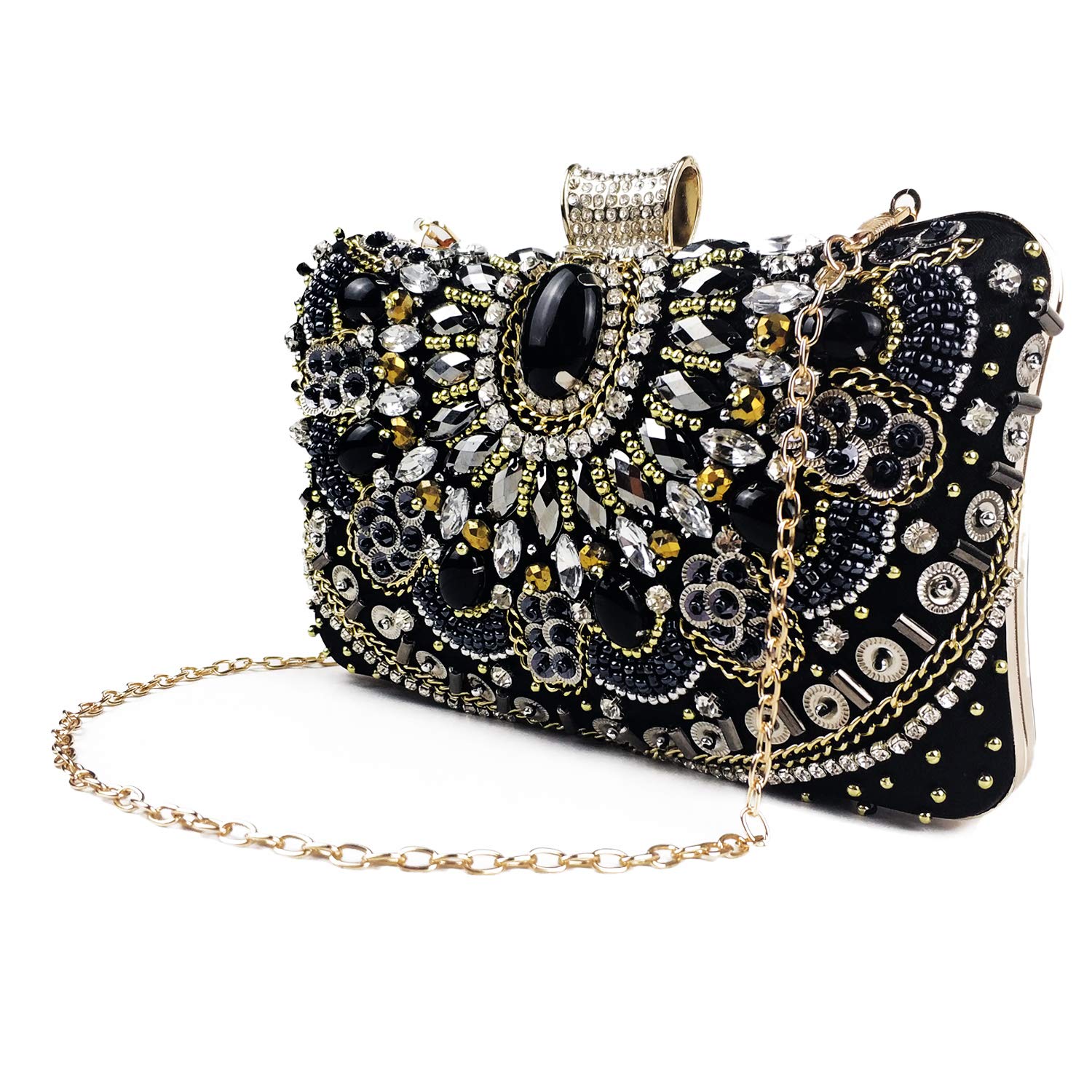 zebrum Womens Evening Bag/Clutch,Vintage Handmade Wedding Party Handbag/Purse/Party Bag(Black-Beaded) — image 1