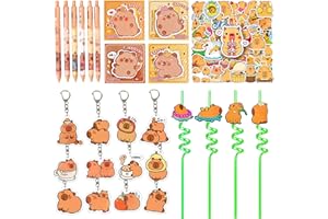 JeVenis Capybara Party Favors Drinking Straws Cups Notepads Pens Gift Tags Sticker for Capybara Birthday Party Supplies Capyb