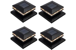 MAGGIFT 15 Lumen Outdoor Cap Light for Fence Deck or Patio, Solar Powered, Warm White High Brightness SMD LED Lighting, Lamp Fits 4x4, 5x5 or 6x6 Wooden Posts, 4 Pack