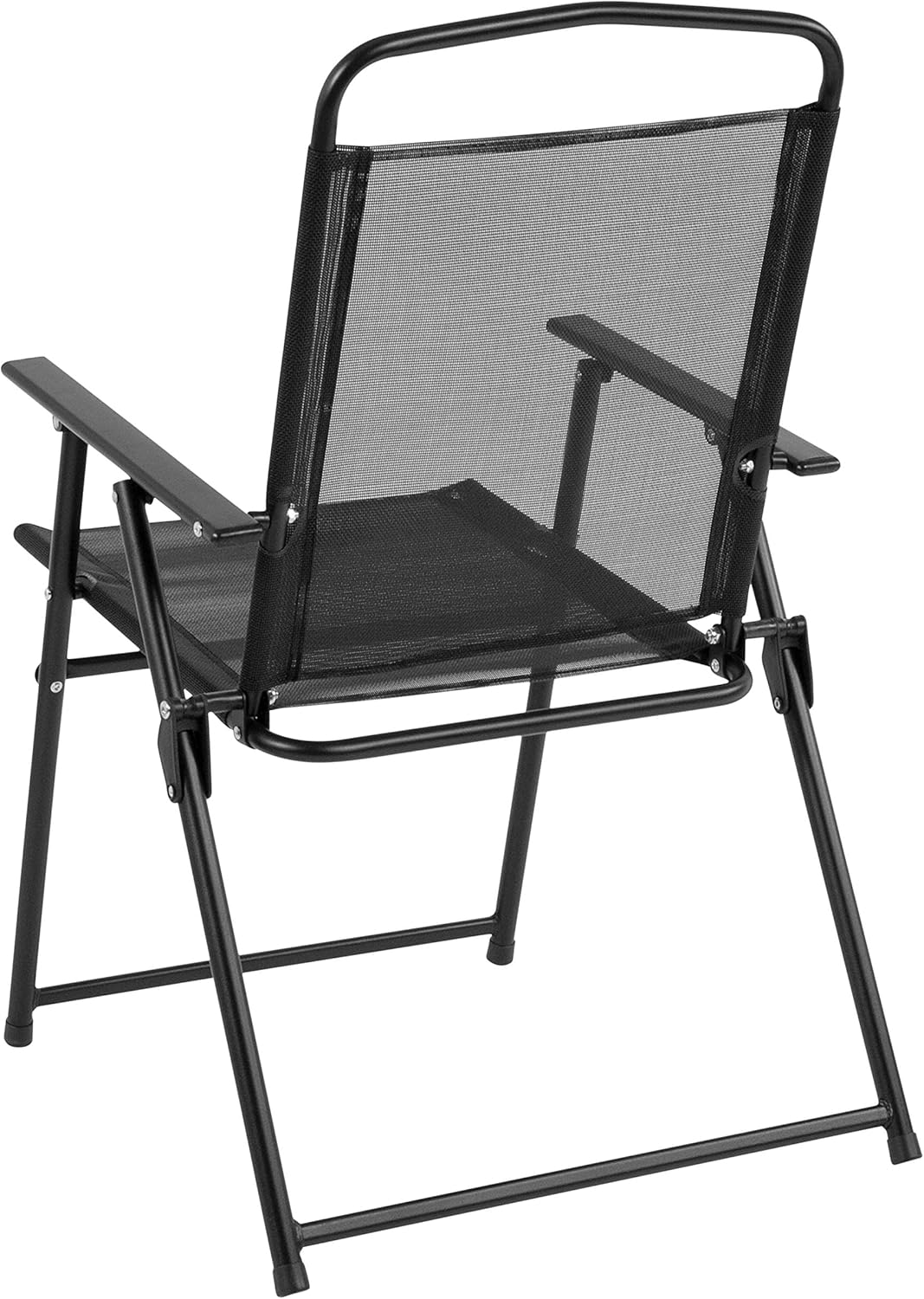 Flash Furniture Nantucket 6 Piece Black Patio Garden Set with Umbrella Table and Set of 4 Folding Chairs : Garden & Outdoor