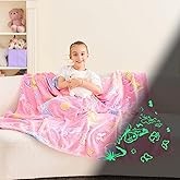 Wajade Glow in The Dark Butterfly Blanket for Girls, Soft Cozy Flannel Kids Throw Blanket for Boys and Girls, Cute Kids Blanket for Sofa Couch Bed, Christmas Birthday Gift 50"x60"