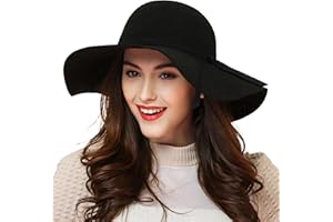ASSQI Women's 100% Wool Foldable Wide Brim Retro Fedora Floppy Felt Bowler Hat