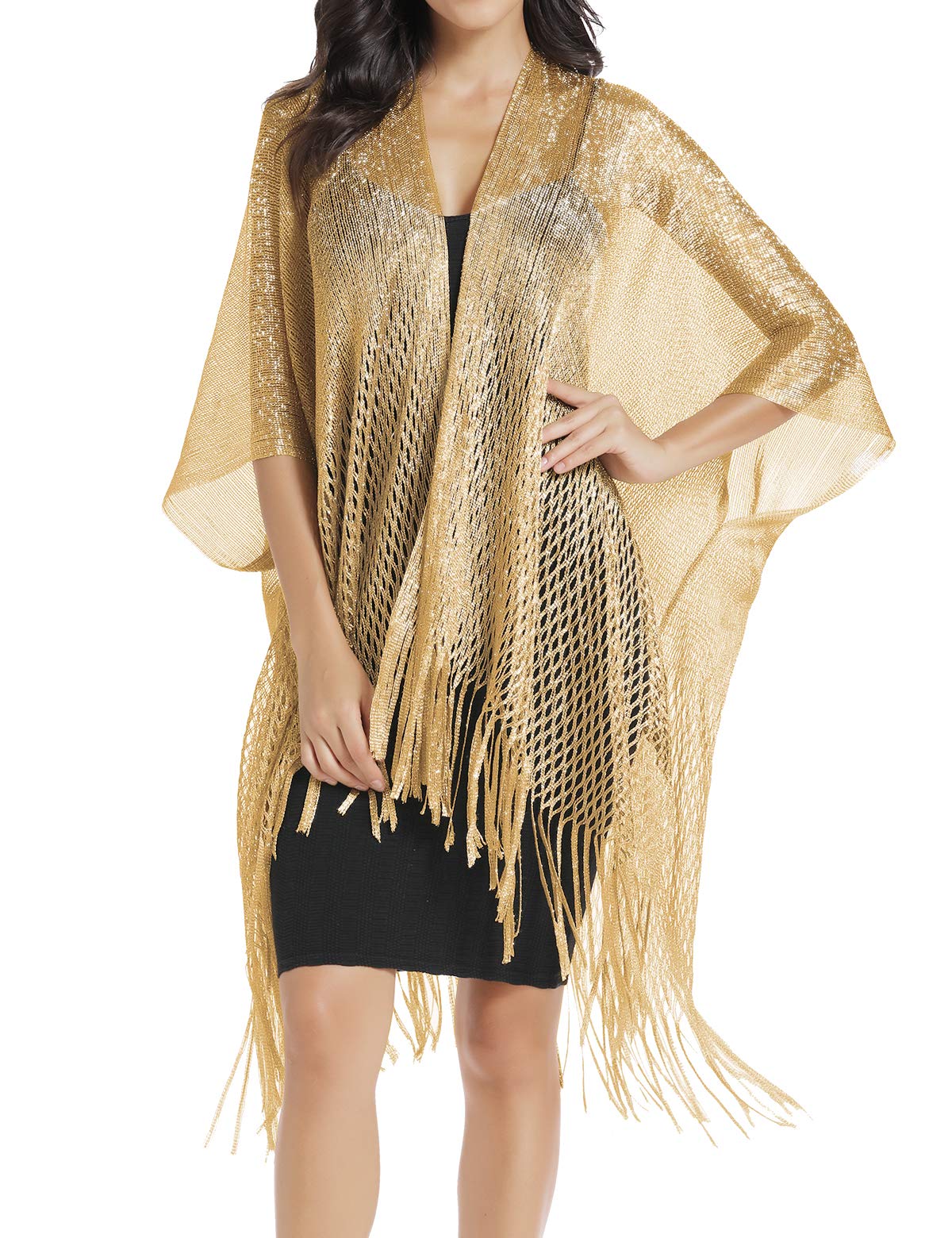 Womens Large Metallic Shawls and Wraps Kimono Cardigan Womens Large Metallic Shawls and Wraps Kimono Cardigan