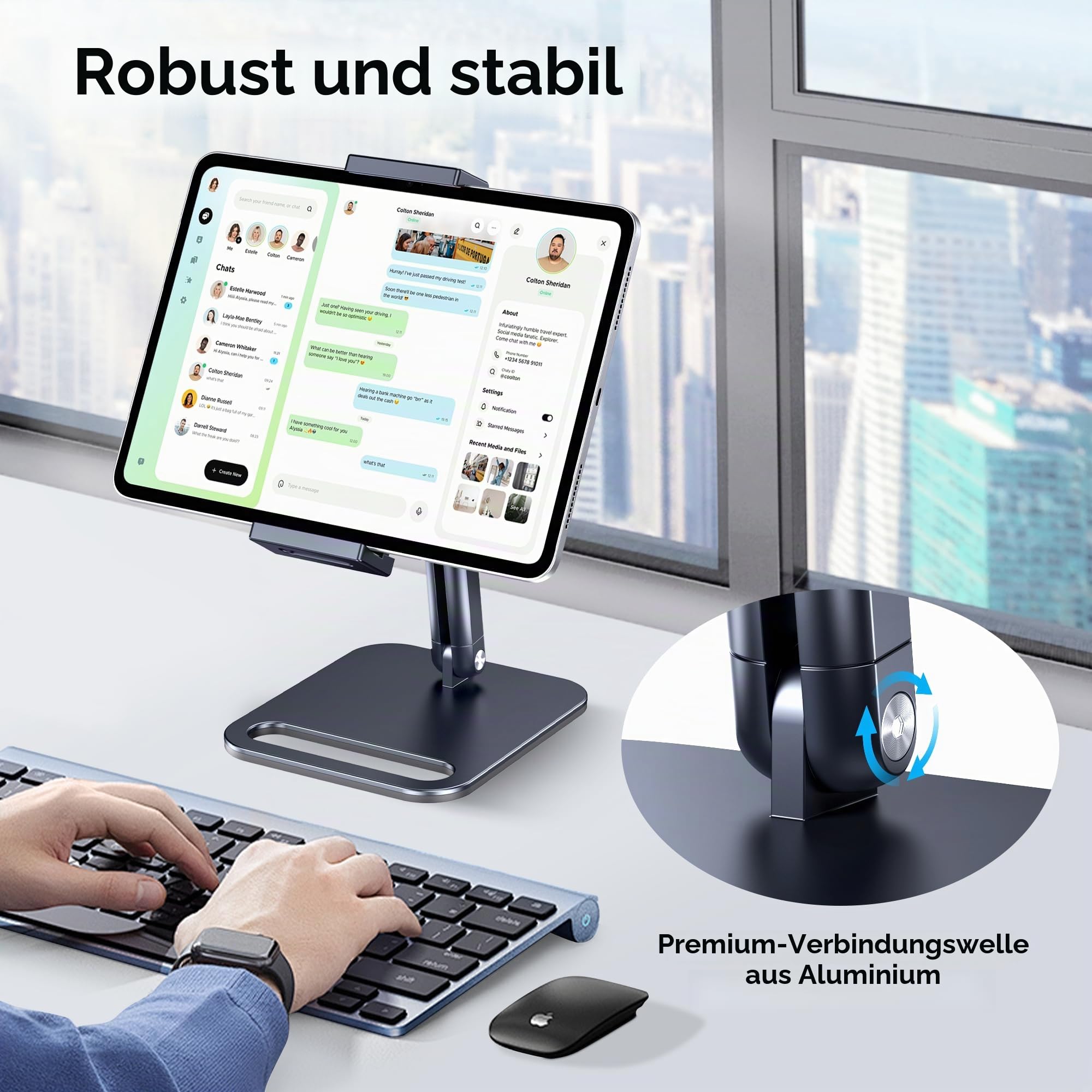 CreaDream Tablet Ständer, robuster Aluminium iPad Halter für Schreibtisch 2
