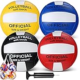 Libima 4 Pack Volleyballs Official Size 5 Soft Waterproof Volleyballs with Pump and Net Bag for Beginners Training Indoor Outdoor Beach Pool Backyard Gym Back to School