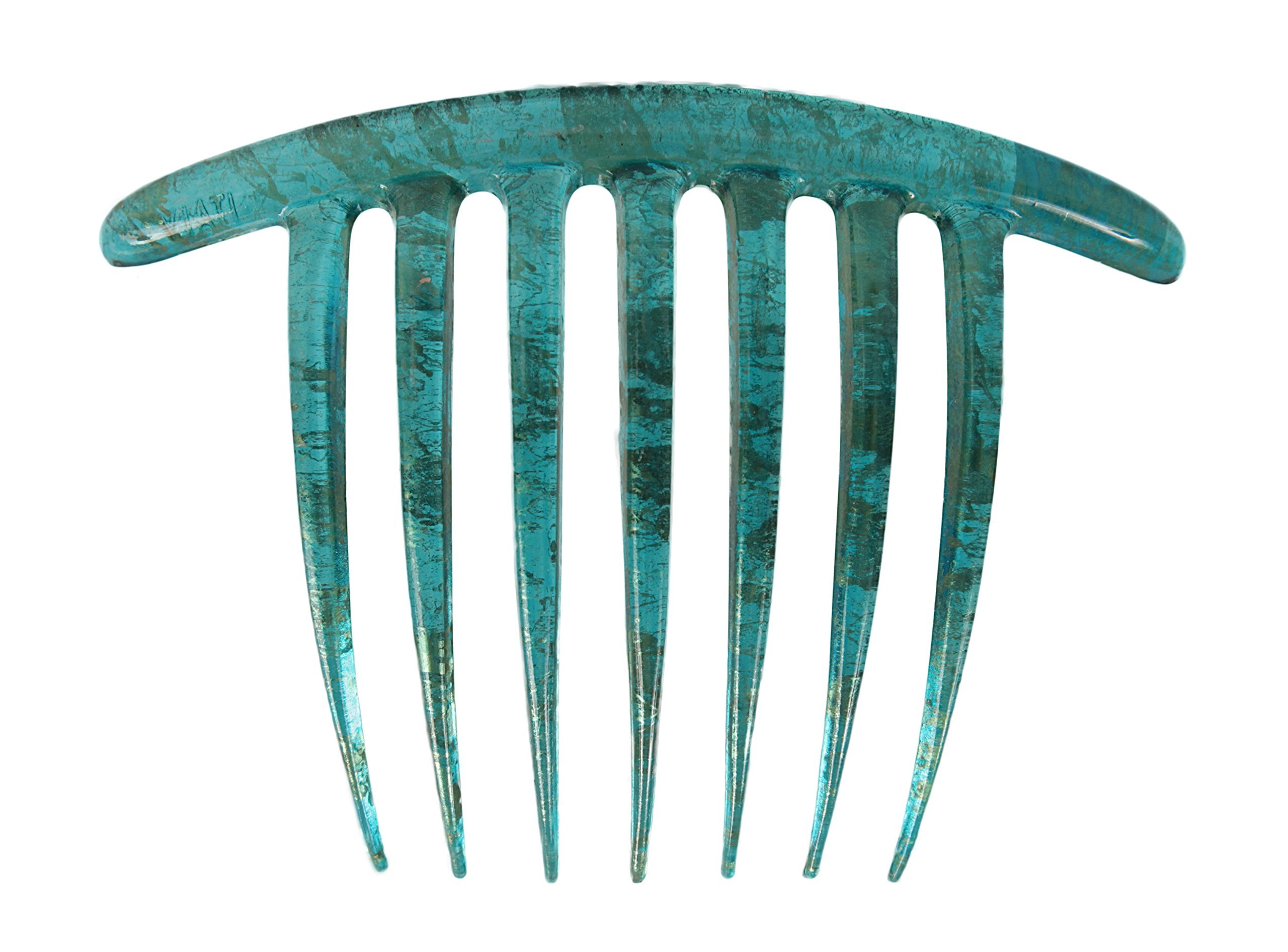 Caravan French Twist Comb Hand Painted in Turquoise and Gold Vine