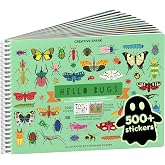 Cupkin Hello Bugs Coloring &amp; Sticker Activity Book | 500+ Stickers | Spiral-bound kids craft format with 12 scenes, 12 art pages, side-by-side viewing, and an easy-peel design for ages 2&ndash;8