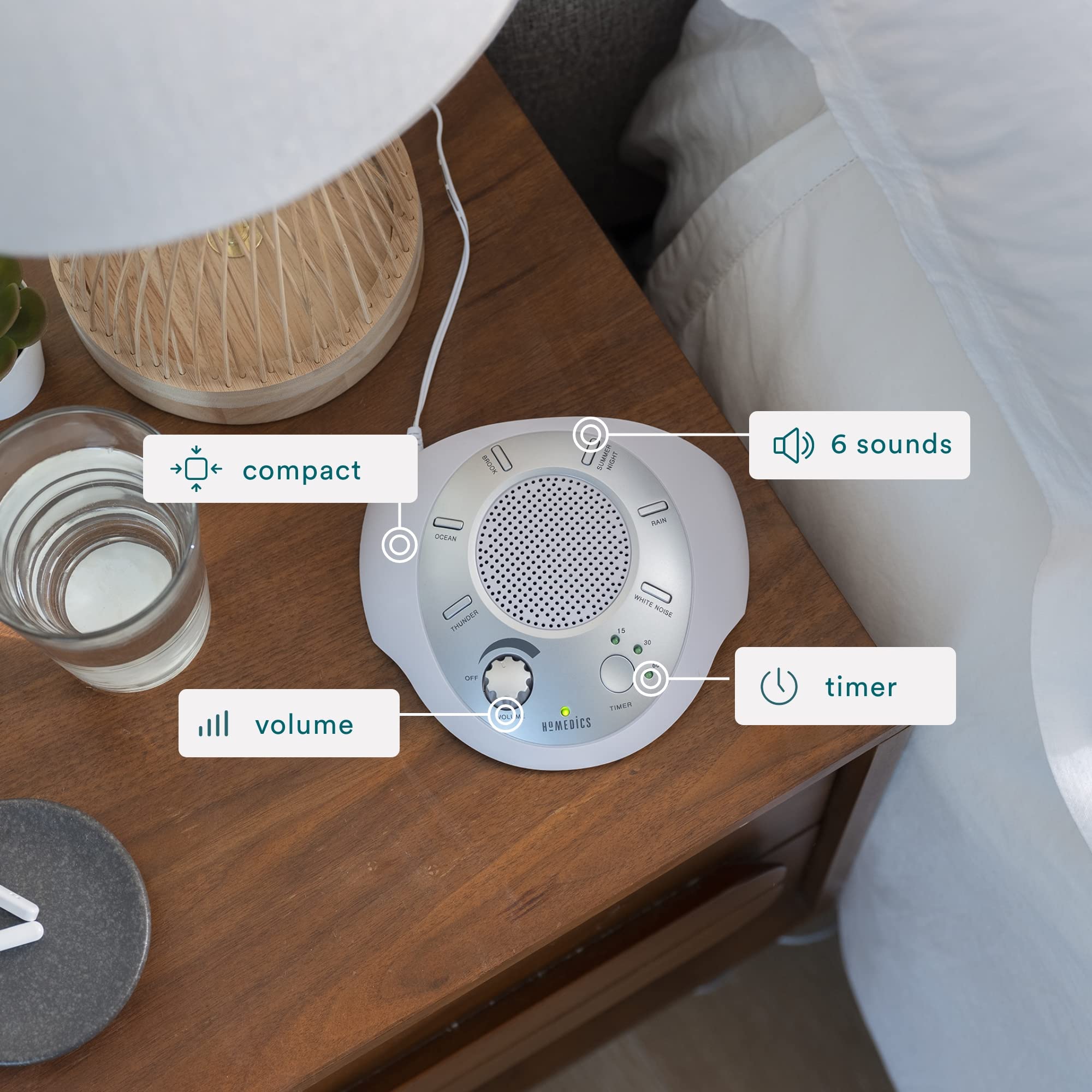 Homedics White Noise Sound Machine, Ambient Sleep Aid
