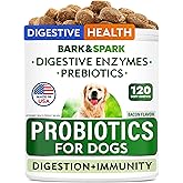 Probiotics for Dogs - Gas, Diarrhea, Allergy, Constipation, Upset Stomach Relief, w/Digestive Enzymes + Prebiotics - Chewable