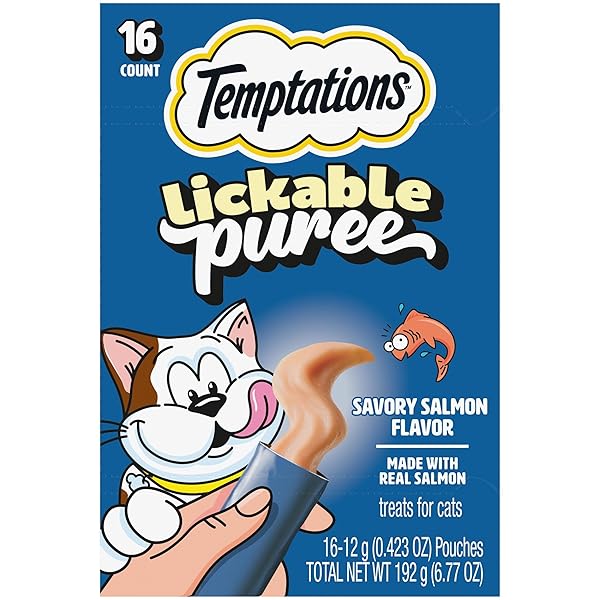 TEMPTATIONS CREAMY PUREE SQUEEZABLE LICKABLE CAT TREATS, WET...