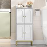 Hzuaneri Bathroom Cabinet, Small Storage Cabinet with 4 Doors | Bathroom Organizers and Storage Cabinets with Adjustable Feet. Cabinets Freestanding for Living Room, Kitchen, White