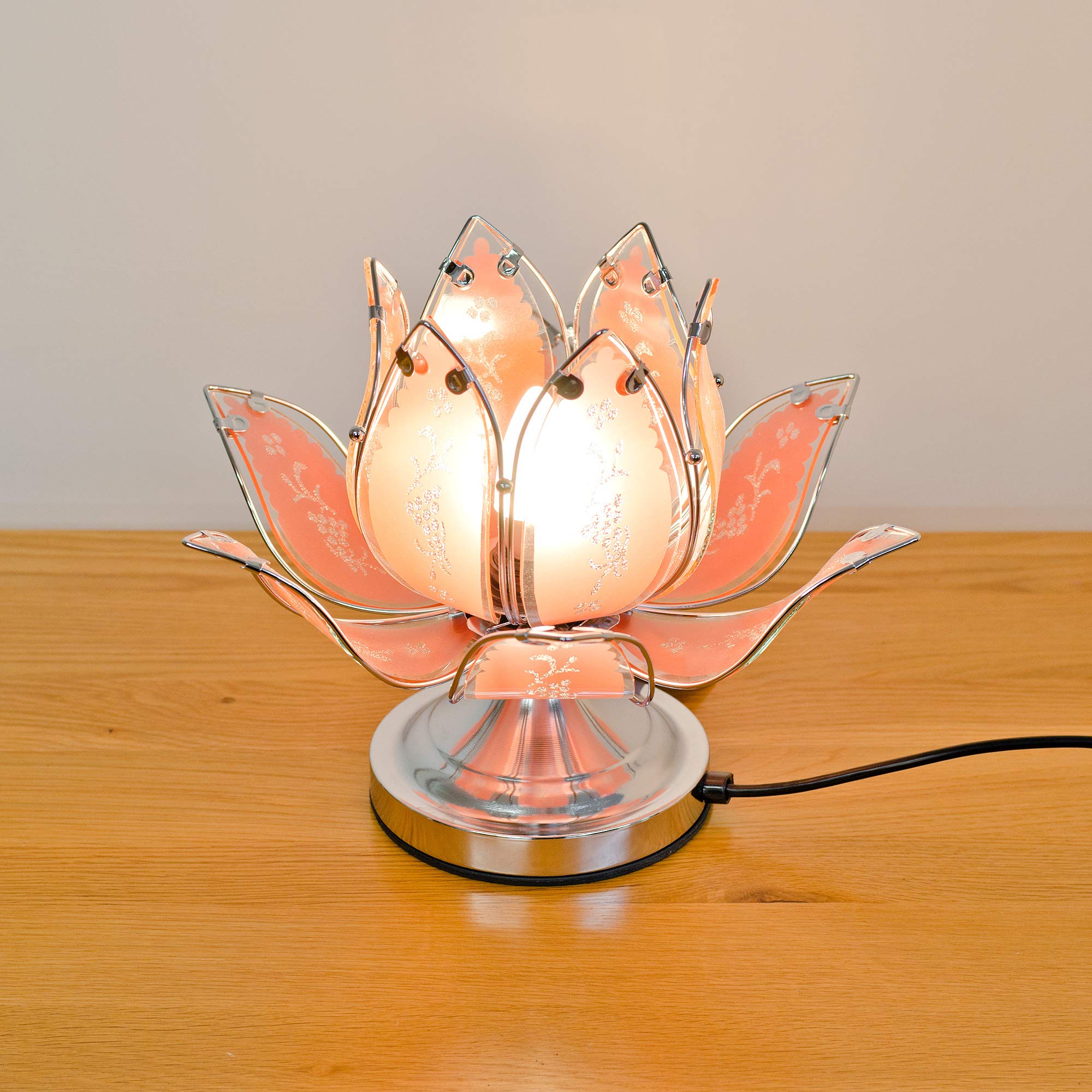 Febland Pink Glass Petal Lotus Lamp
