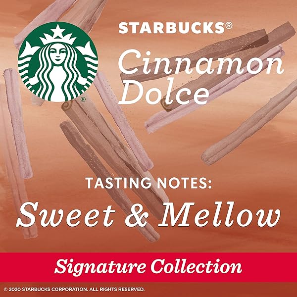STARBUCKS FLAVORED K-CUP COFFEE PODS — CINNAMON DOLCE FOR KEURIG BREWERS — 1 BOX (10 PODS)