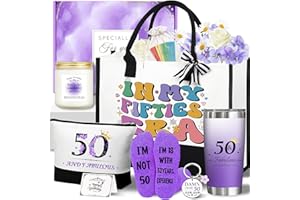 UNIPINKART 50th Birthday Gifts for Women Her, Funny Birthday Gifts for 50 Year Old Woman, Unique 50 Fabulous 1975 Tote Bag Set, Happy 50th BirthdayGift Basket for Her Mom Sister Friend Wife