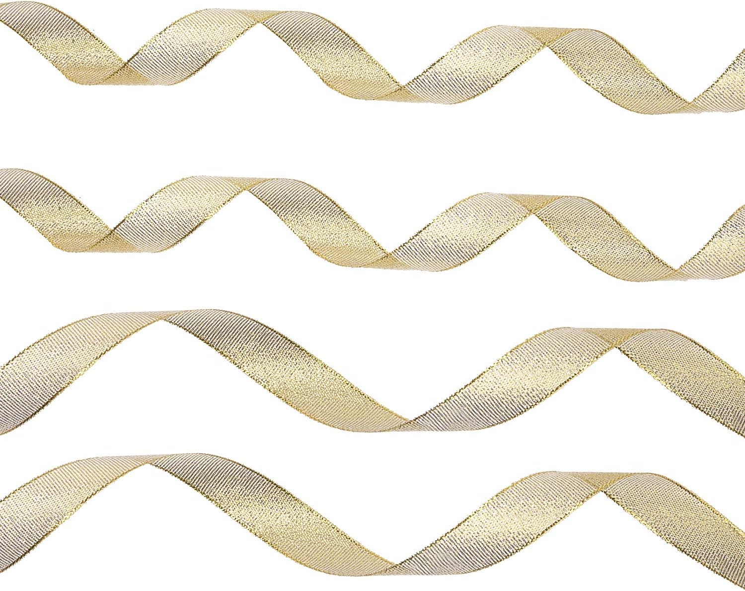 Livder 4 Rolls 4/5 Inch Width Metallic Glitter Ribbons for Holiday Wedding Birthday Party Decoration Gift Wrapping (Golden): Health & Personal Care