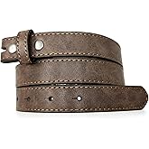 BC Belts Womens Thin Leather Belt Strap with Vintage Distressed Texture 1" Wide with Snaps