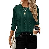 YUCOLEN Womens Sweater Cable Knit Long Sleeve Pullover Top Casual Crew Neck 2026 Spring Trendy Lightweight Outfits